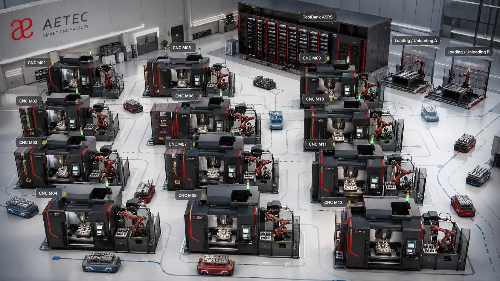 Rendered AETEC smart CNC factory preview